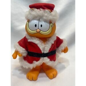 Garfield Cat Christmas Figure Santa Hat and Jacket PVC 5.5” 1981